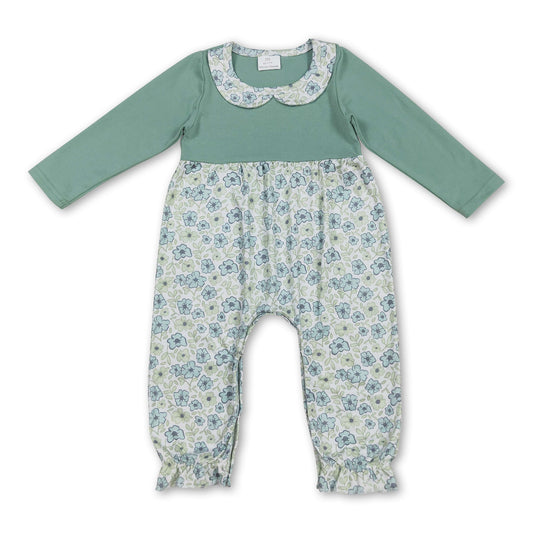 Long sleeves floral ruffle baby girls romper