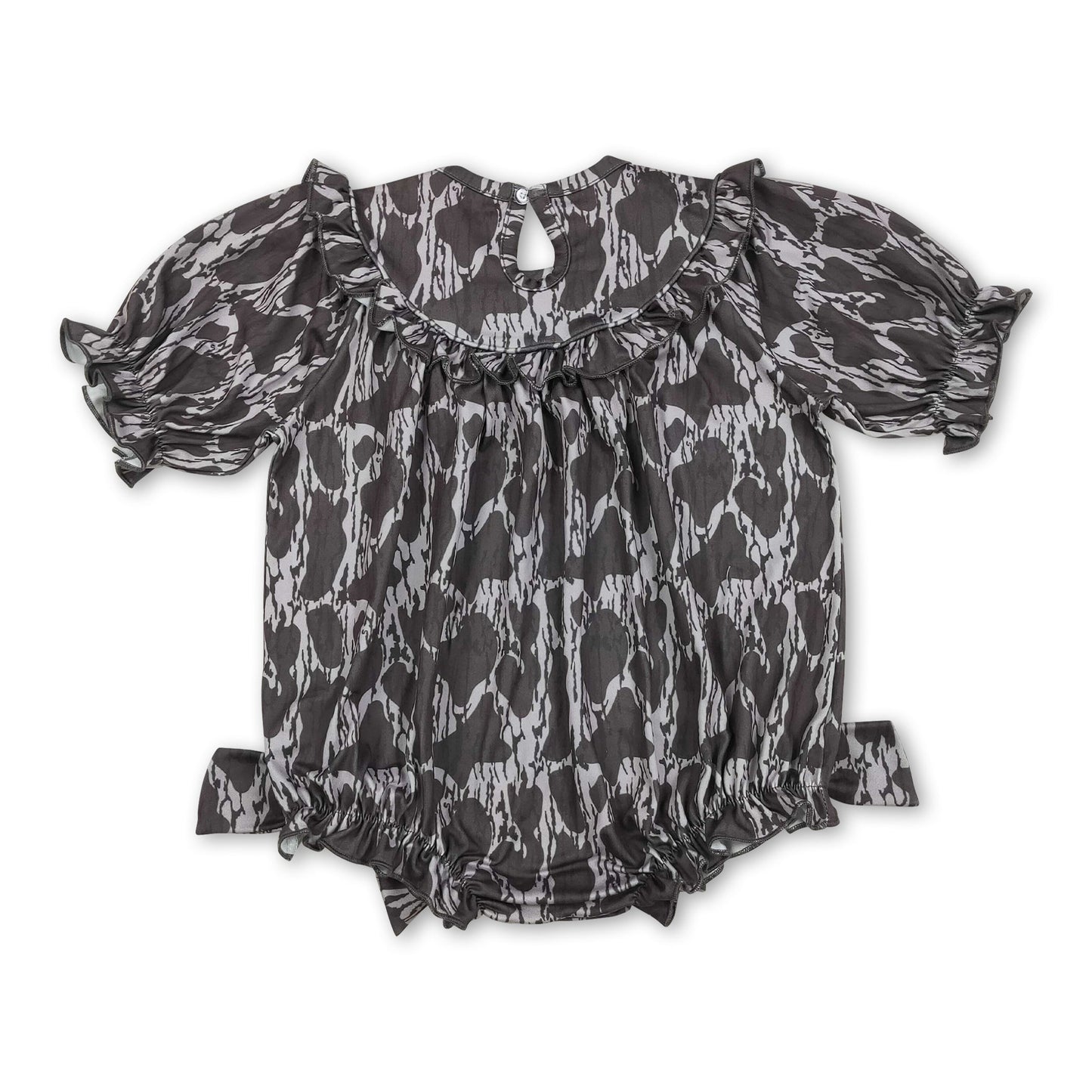 mama's bestie smock short sleeves heart baby girl romper