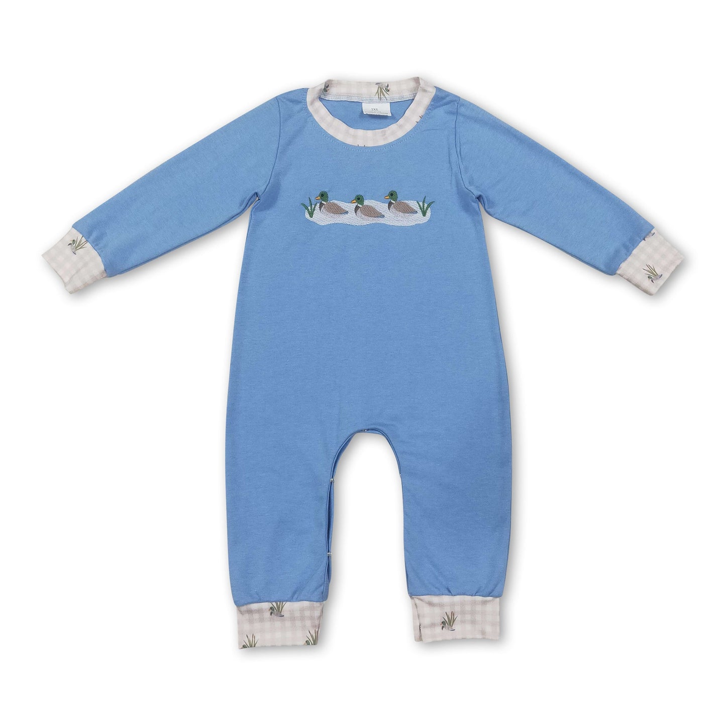 Long sleeves duck embroidery baby boy romper