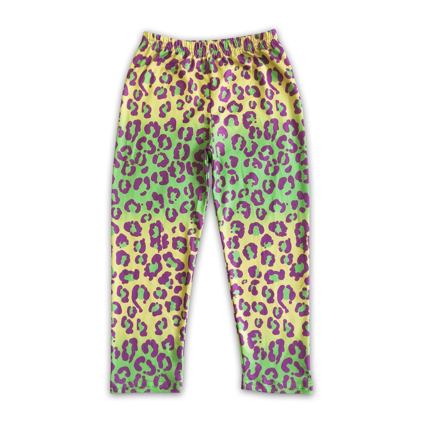 Colorful leopard print baby girls Mardi gras leggings