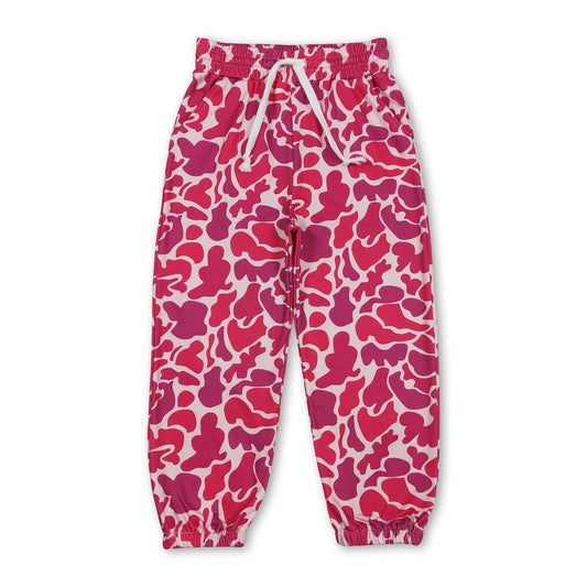Pink camo elastic waist kids girls pants