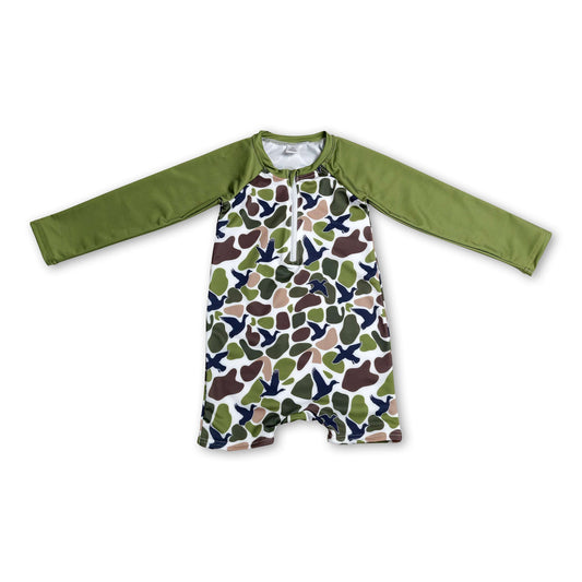 Long sleeves duck camo baby boy summer swimsuit