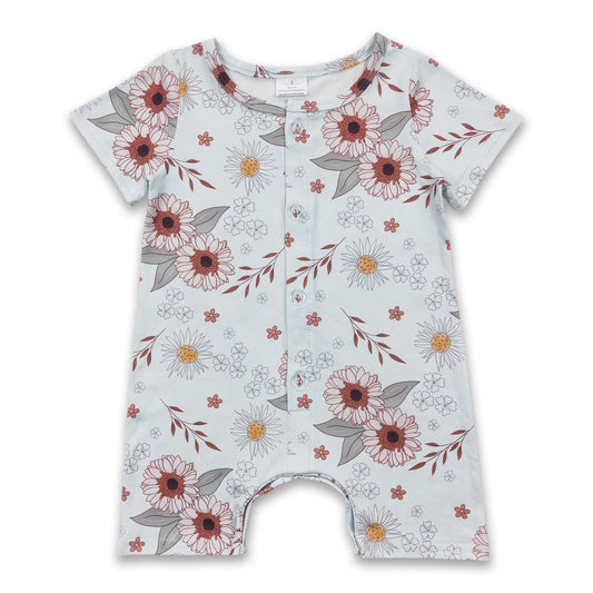 Floral short sleeves baby kids summer romper