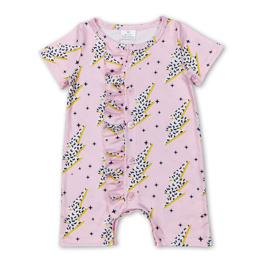 Short sleeves pink thunder western baby girls romper
