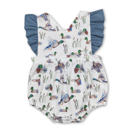 Flutter sleeves duck baby girls summer romper
