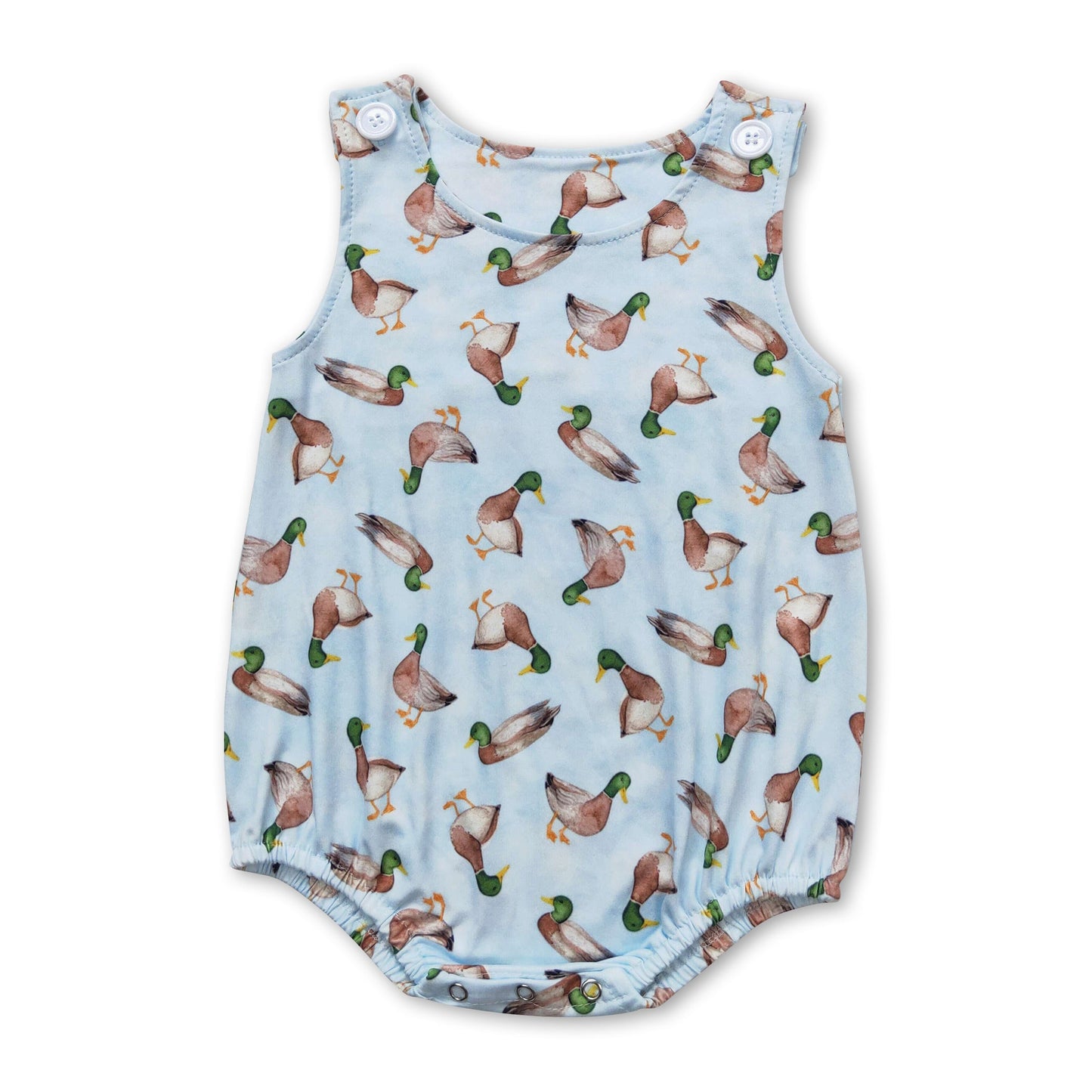 Light blue duck sleeveless baby boys romper