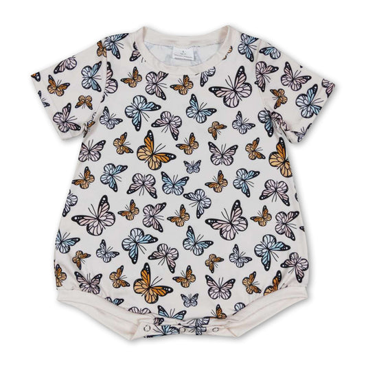 Short sleeves butterfly baby girls romper