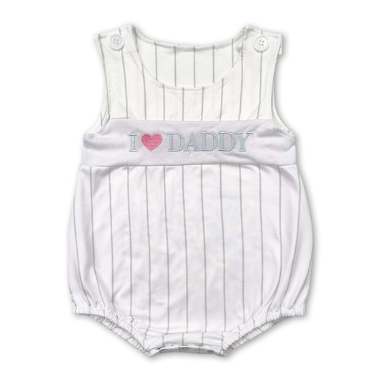 I love Daddy sleeveless stripe baby boy summer romper
