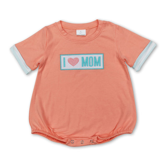 Short sleeves orange I love MOM baby boy romper
