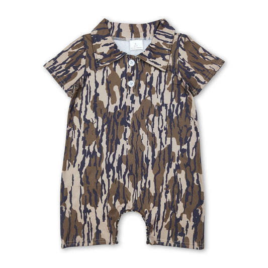 Short sleeves camo baby boys polo romper