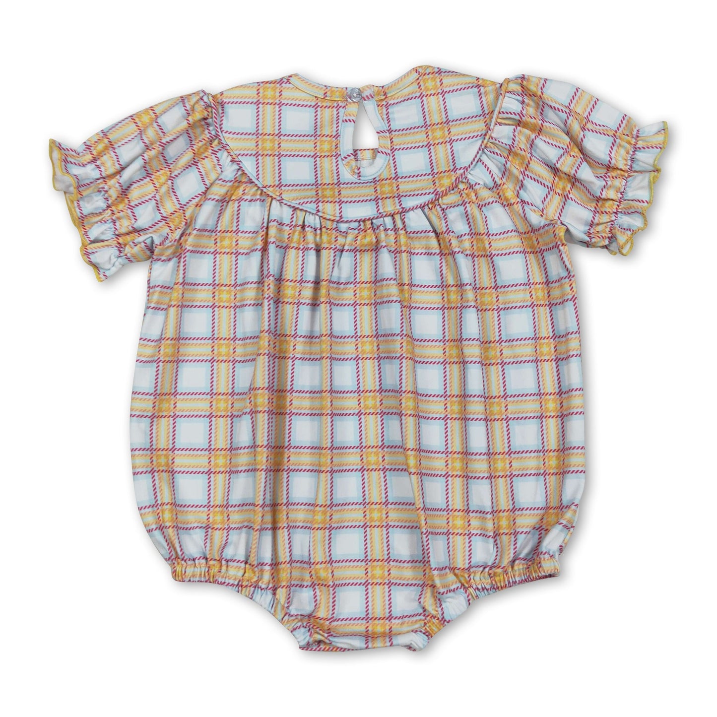 Short sleeves plaid cow tractor farm baby girls romper