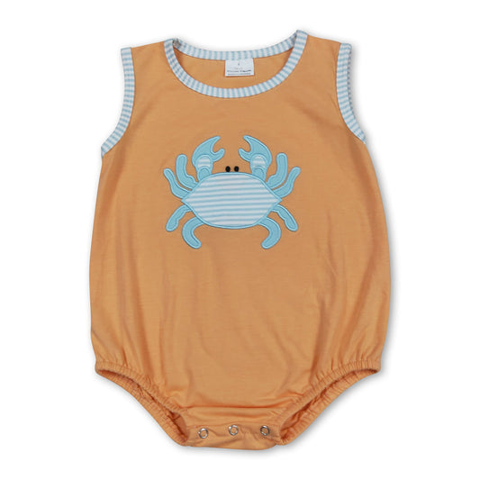 Sleeveless stripe crab baby girls summer romper