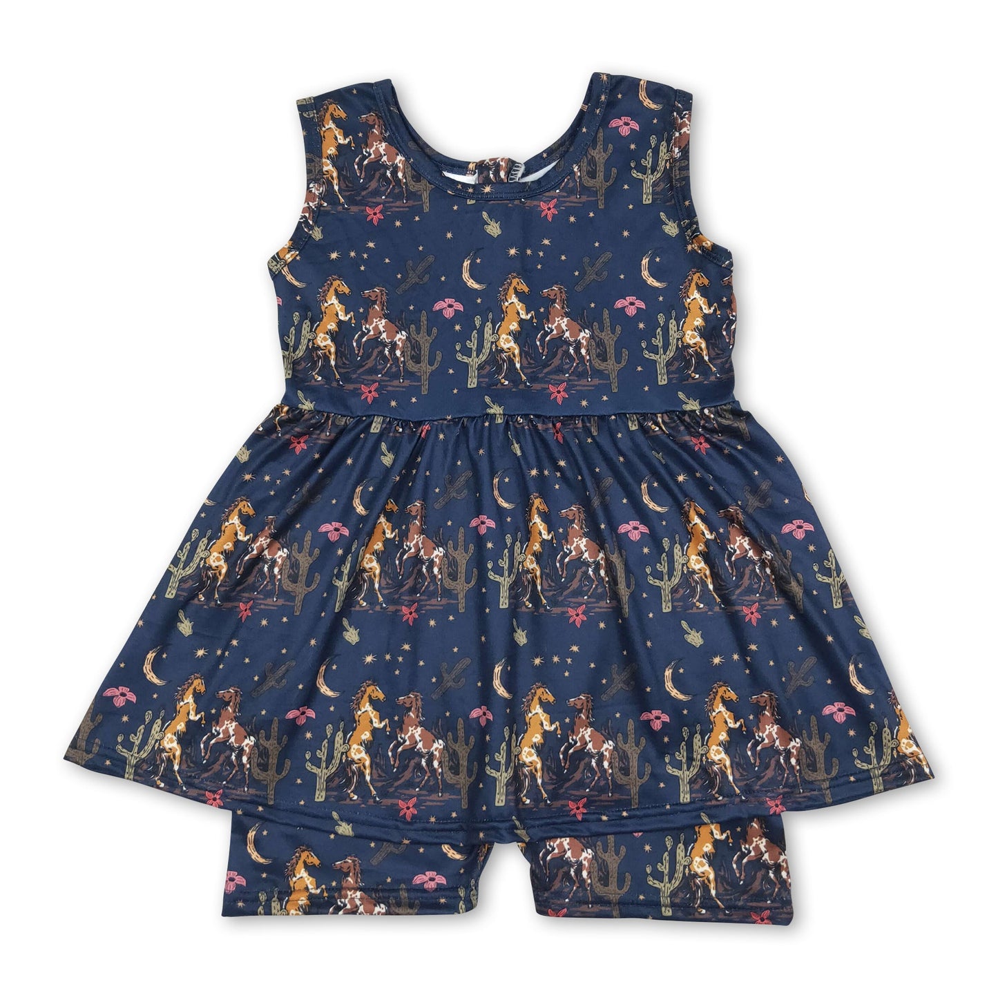 Cactus horse rodeo girls summer one piece jumpsuit