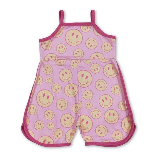 Pink straps smile kids girls summer jumpsuit