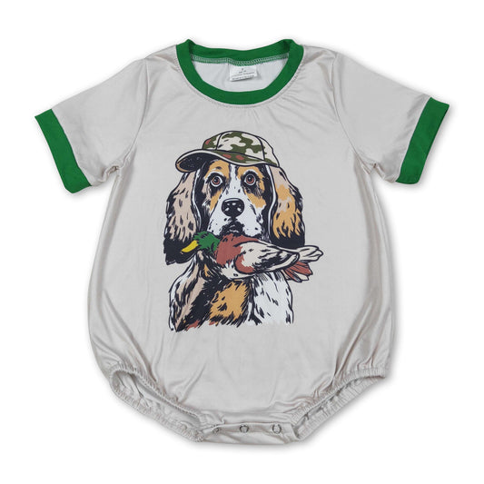 Short sleeves dog duck baby boy hunting romper