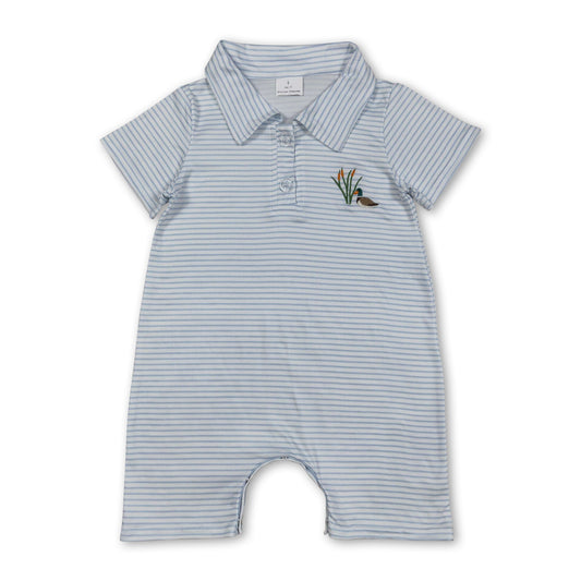 Short sleeves stripe duck baby boy summer romper