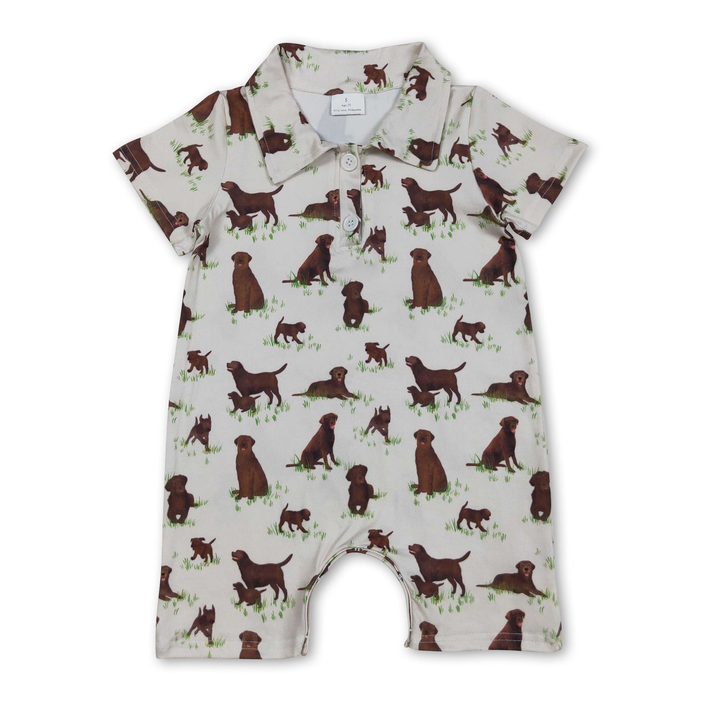 Short sleeves dog baby boy summer polo romper
