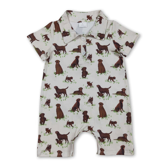 Short sleeves dog baby boy summer polo romper