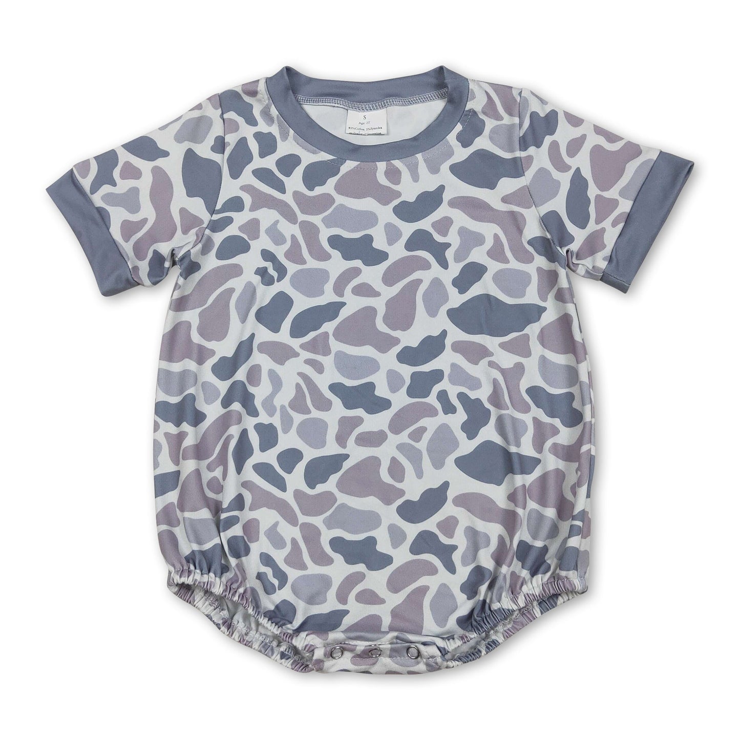 boy camo print baby short sleeve romper