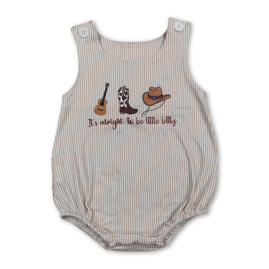 Sleeveless stripe it's alright to be little bitty western baby romper