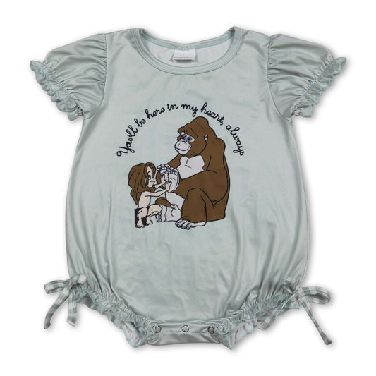 Short sleeves you'll be here in my heart baby girls romper