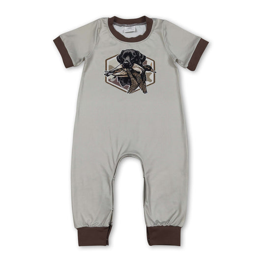 Short sleeves camo duck dog baby boy romper