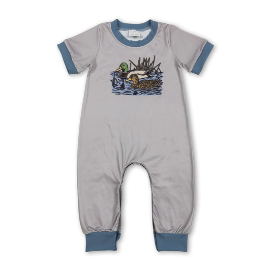 Light blue short sleeves duck baby boy romper