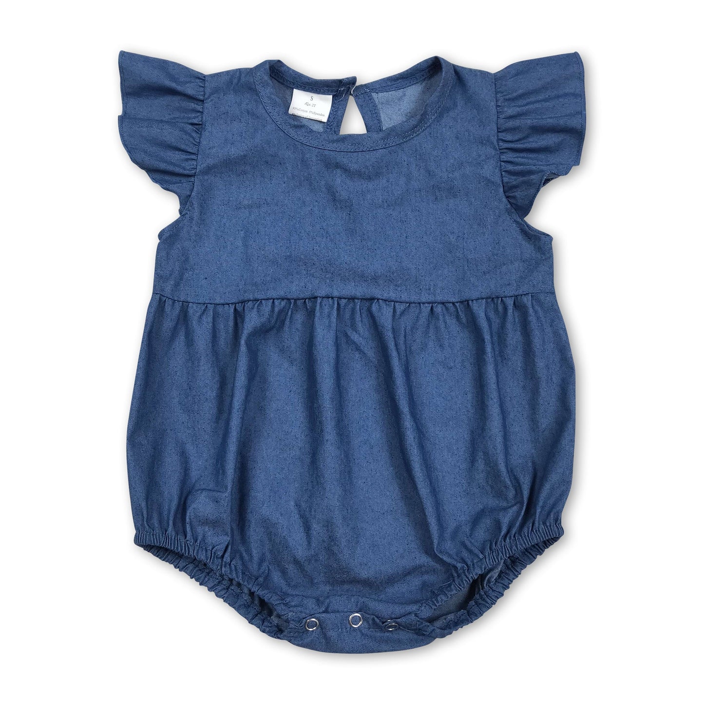 Flutter sleeves soft denim baby girls summer romper