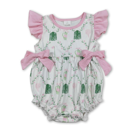 Pink flutter sleeves golf baby girls summer romper