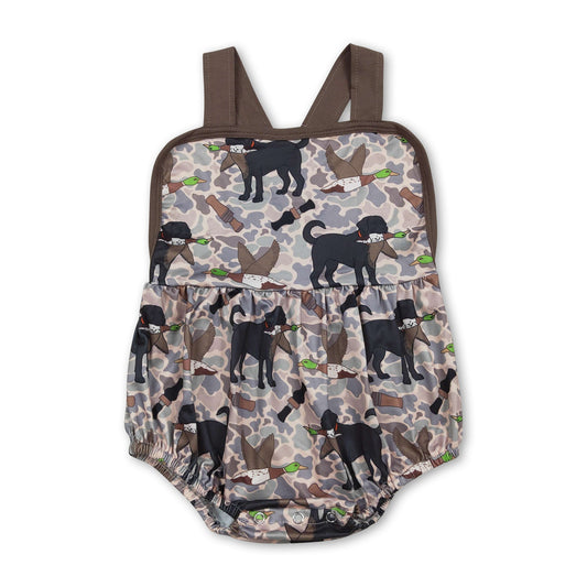 Straps dog duck camo baby boy summer romper