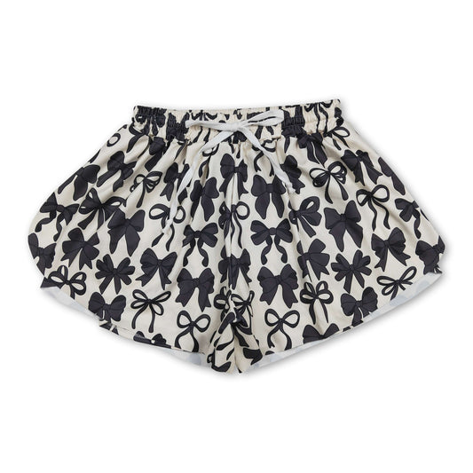 Black bows adult women summer active shorts