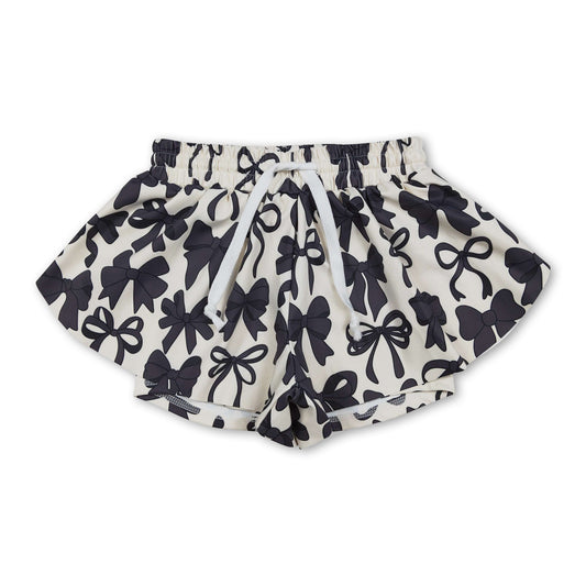 Black bow kids girls summer active shorts