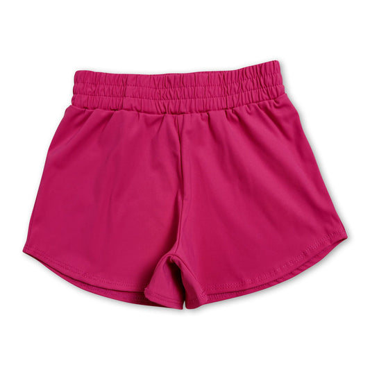 Hot pink kids girls summer yoga active shorts